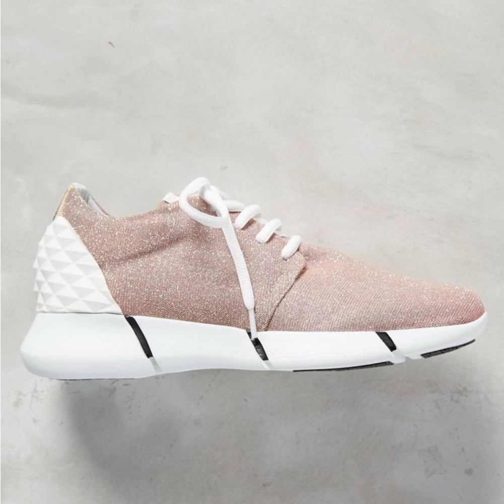 Elena Iachi Calu Shimmer Sneaker Women 38 US 7 Rose Gold Glitter Holographic NWT